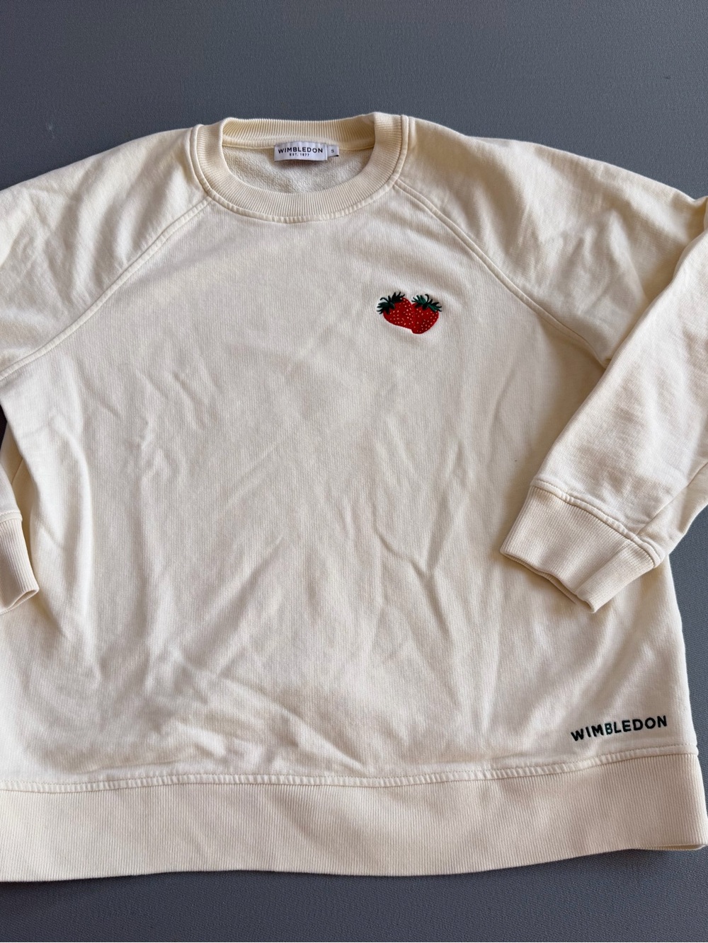 Women’s Wimbledon Cream Sweatshirt with Strawberry Patch never worn. - Picture 2 of 3